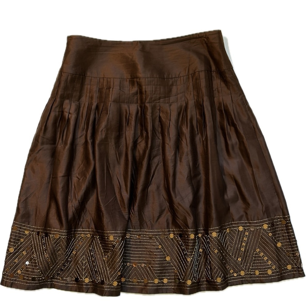 Y2K Alfani Brown Gold Embellished Bubble Skirt Size 2P - Picture 2 of 10